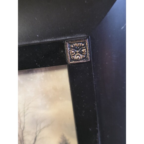 Photo Frame Black Wood 4x6 Easel Hang Portrait Landscape Medallion Accent - Picture 6 of 15